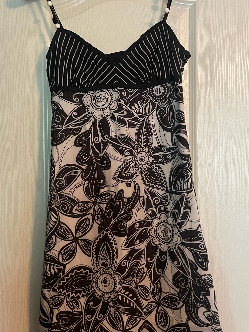 Promod Black and White Floral Midi Dress